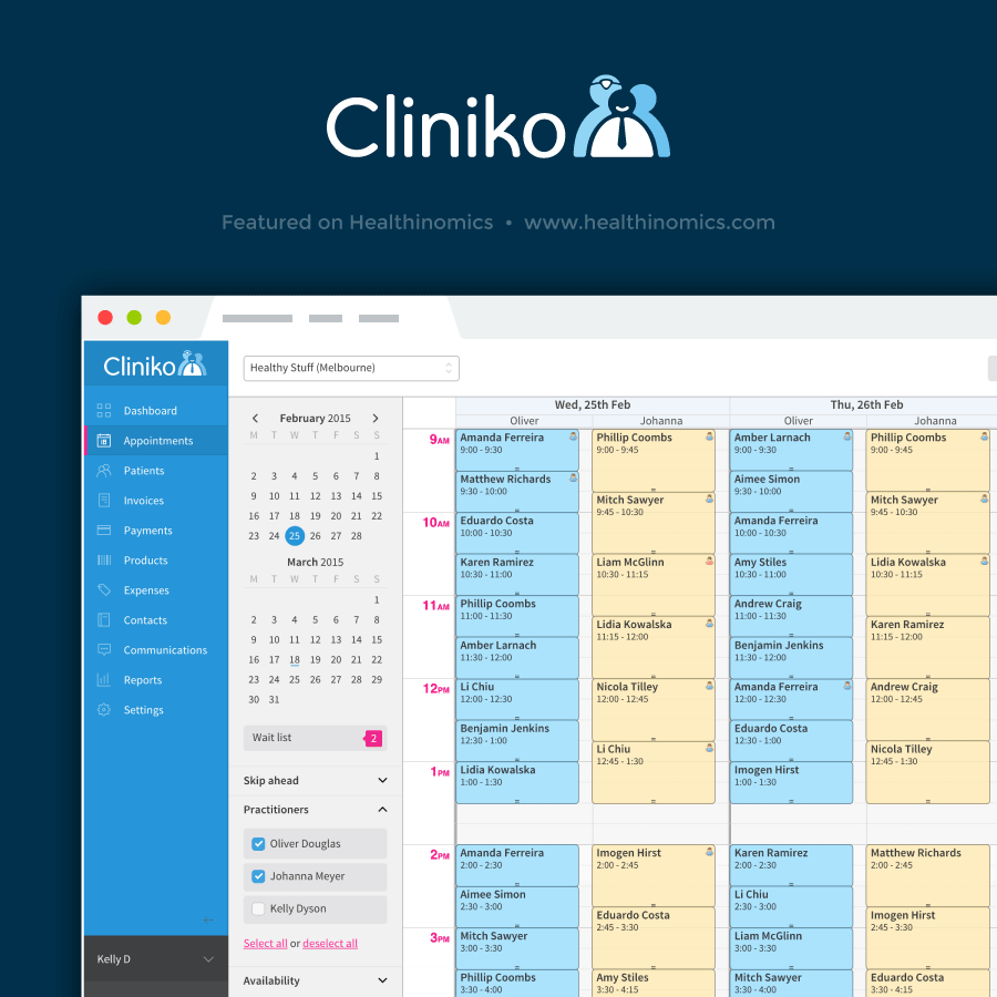 Online Scheduling Software – Cliniko | Featured on Healthinomics