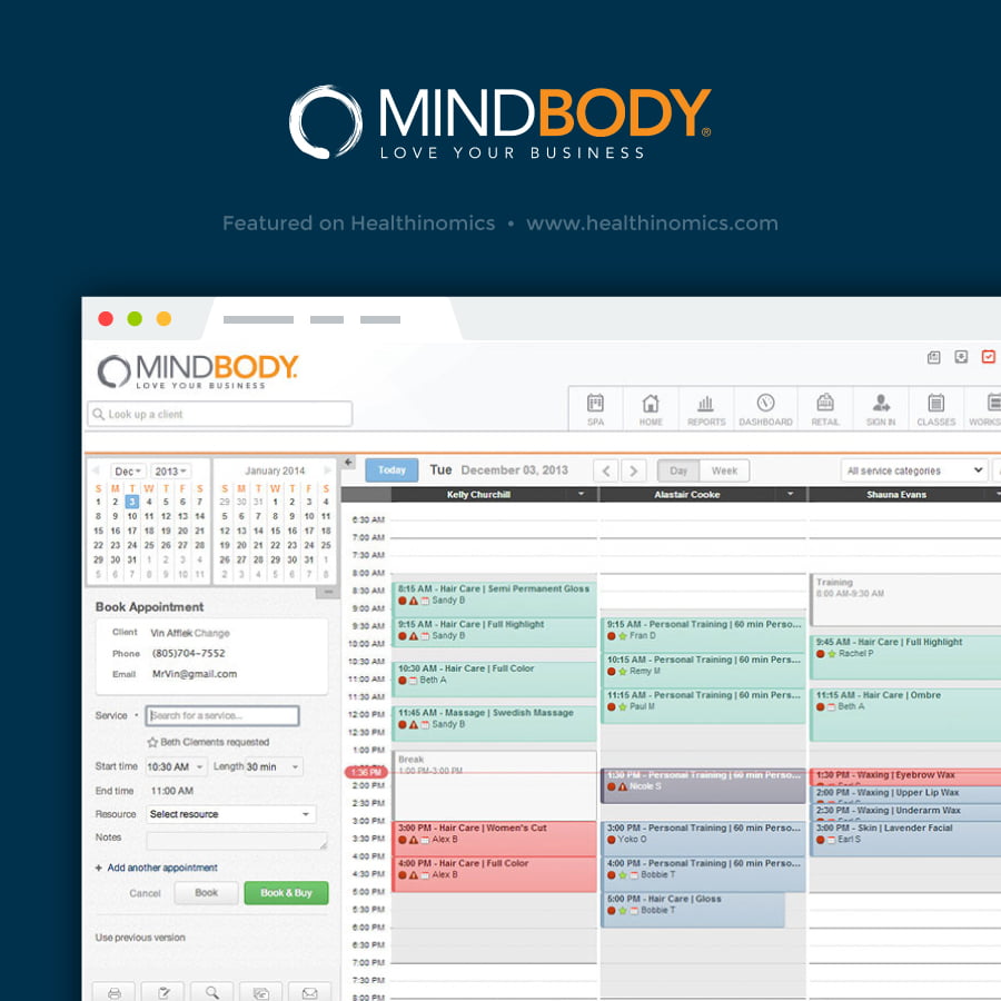 Online Scheduling Software – MINDBODY | Featured on Healthinomics