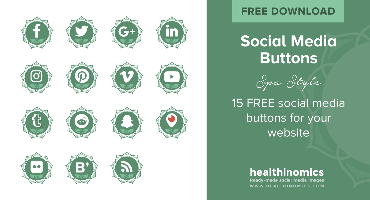 Social Media Buttons – Spa Style | By Healthinomics Social Media Buttons – Spa Style | By Healthinomics