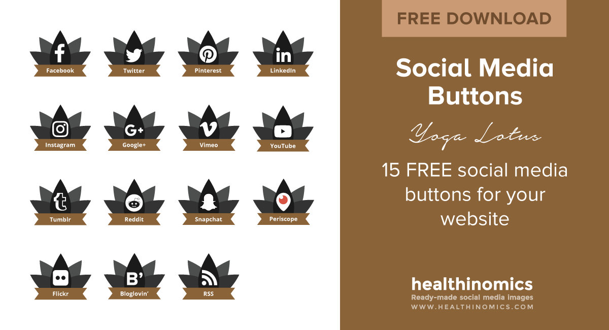 Social Media Buttons – Yoga Lotus | By Healthinomics Social Media Buttons – Yoga Lotus | By Healthinomics