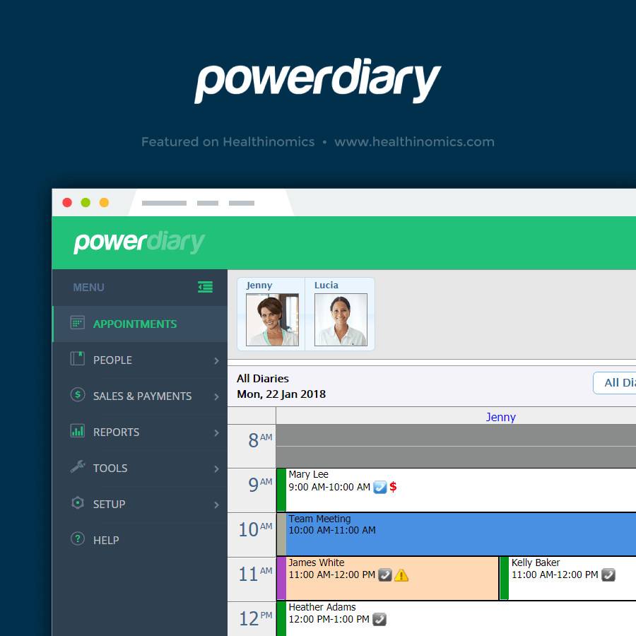 Online Scheduling Software – Power Diary | Featured on Healthinomics