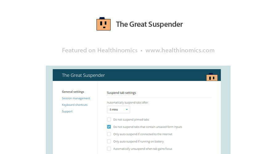 The Great Suspender - 33 Free Tools You Can't Afford To Run Your Business Without | Healthinomics Blog