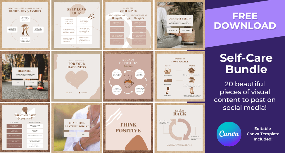 Self-Care Ready-Made Social Media Images Plus Bonus Canva Template. Free Download. Self-Care Ready-Made Social Media Images Plus Bonus Canva Template. Free Download.