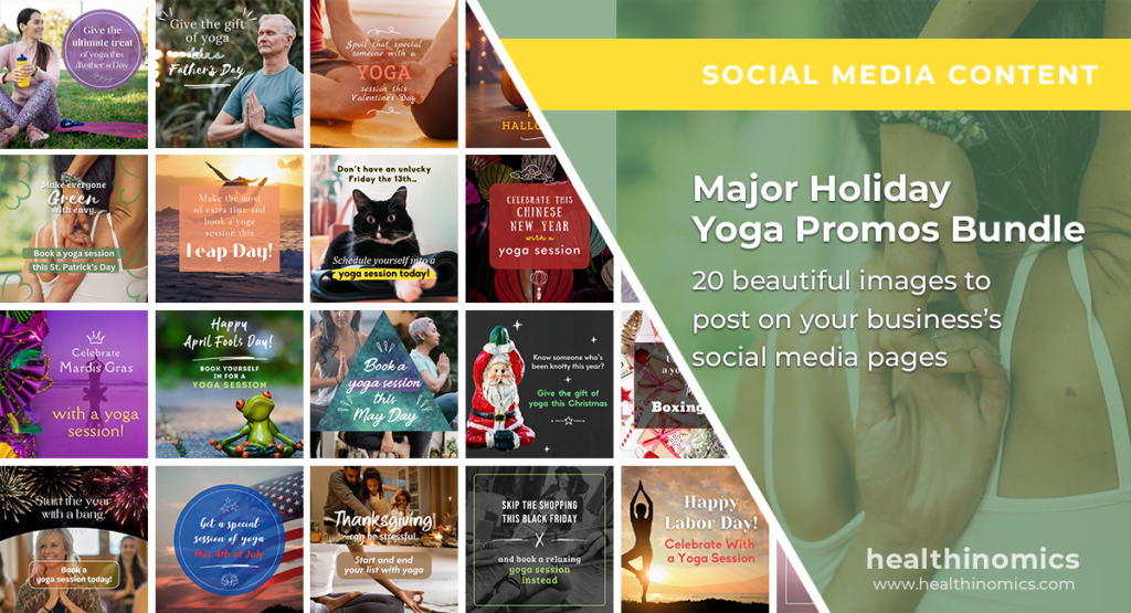 Social Media Images - Major Holiday Yoga Promos Bundle | Healthinomics