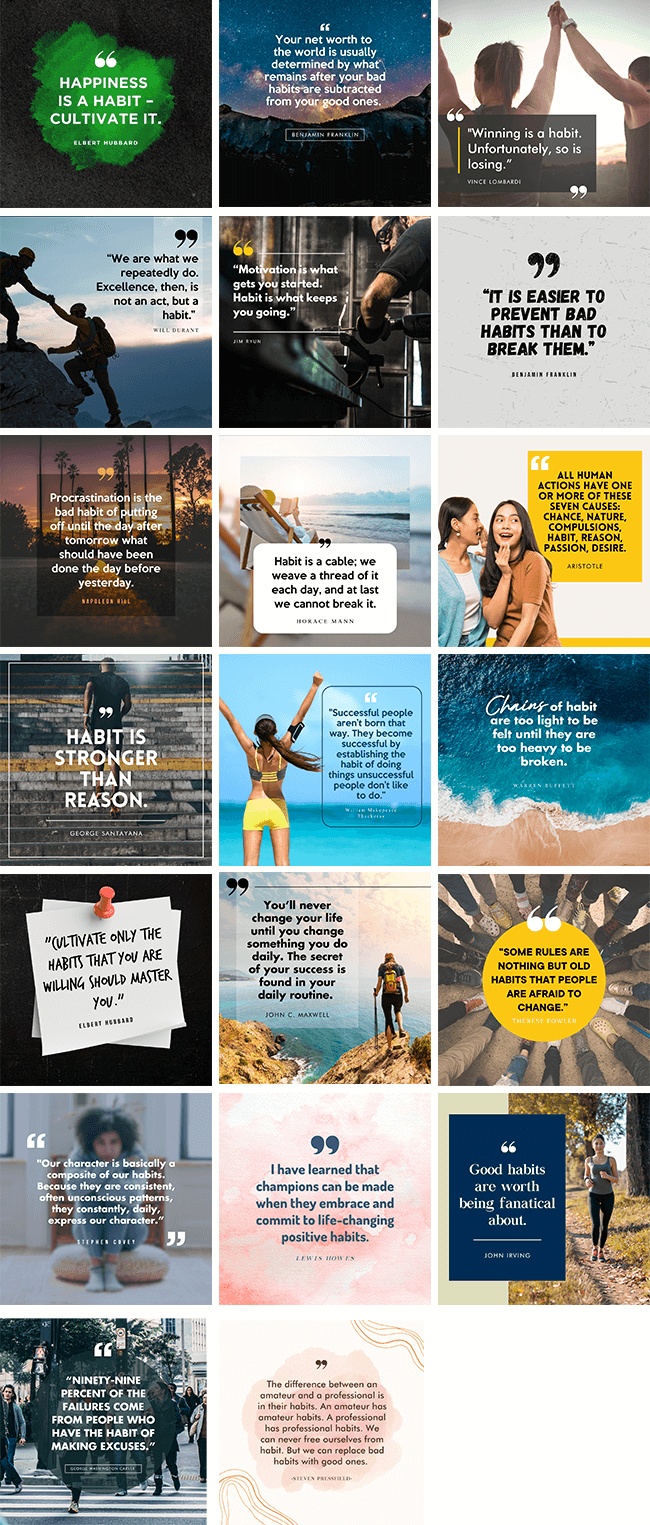 Inspiring Quotes To Break Habits Bundle | By Healthinomics