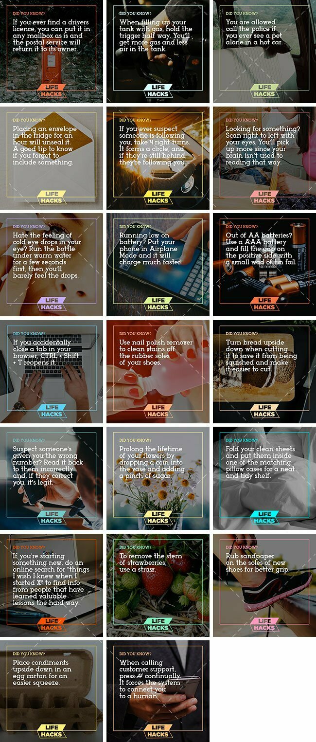 Social Media Images – Life Hacks Bundle | Healthinomics.com