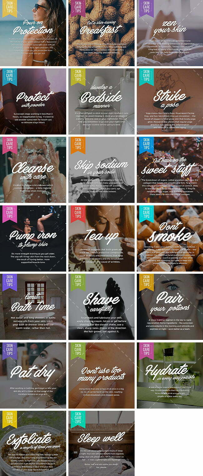 Skin Care Tips Bundle 1 Social Media Images – Skin Care Tips Bundle | Healthinomics.com