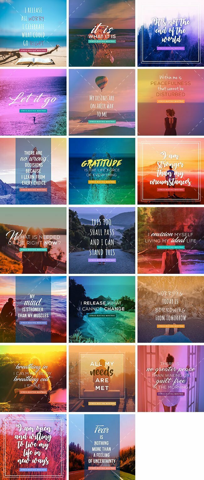 Social Media Images – Stress-Busting Mantras Bundle | Healthinomics.com