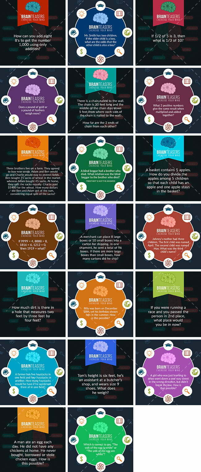 Brain Teasers Bundle 1 Social Media Images – Brain Teasers Bundle | Healthinomics.com
