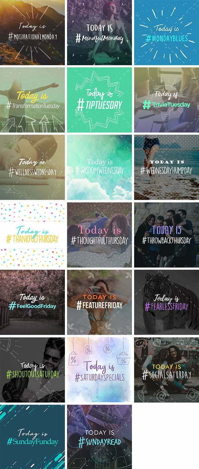 Social Media Images – Daily Hashtag Themes Bundle | Healthinomics.com