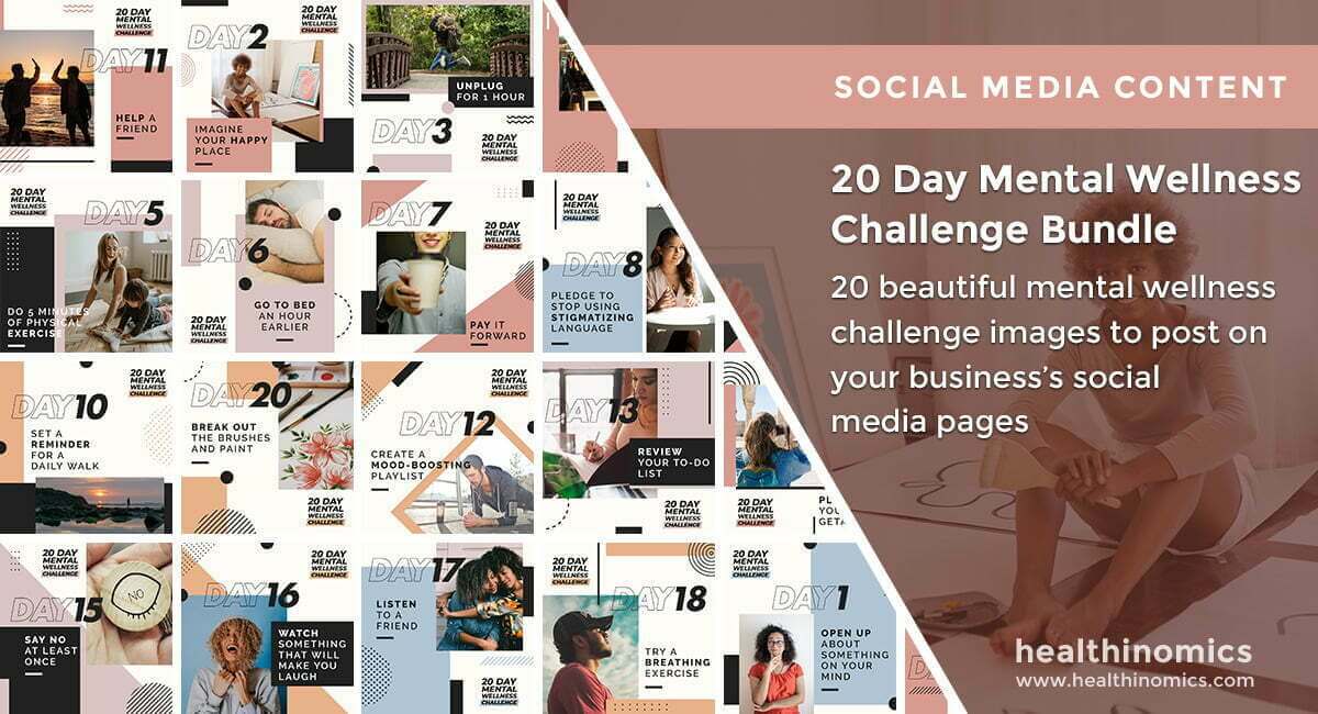 Social Media Images - 20 Day Mental Wellness Challenge Bundle | Healthinomics