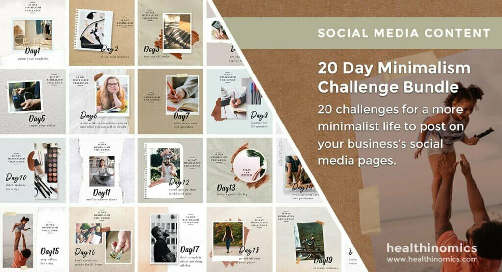 Social Media Images - 20 Day Minimalism Challenge Bundle | Healthinomics Social Media Images - 20 Day Minimalism Challenge Bundle | Healthinomics