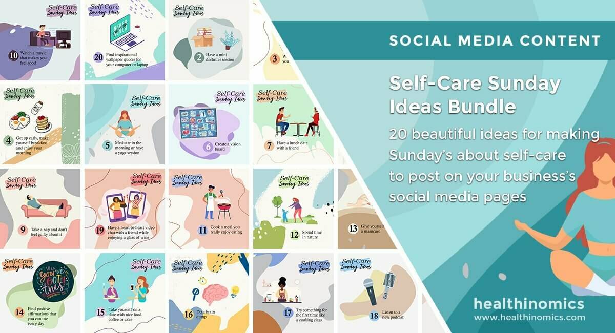 Social Media Images - Self-Care Sunday Ideas Bundle | Healthinomics